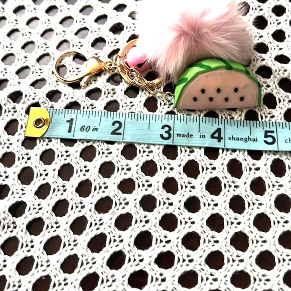 Adorable Watermelon, Pom Pom & Bell Purse Charm with keychain - NWT - Picture 7 of 7